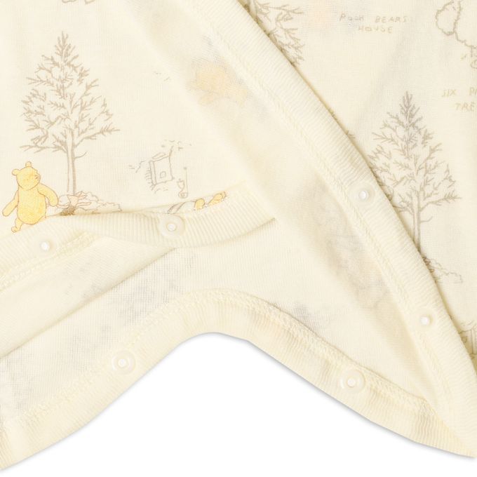 akachan honpo - 長袖新生兒內衣4件組-按扣款 復古小熊維尼-淺卡其色 (肚衣:50cm 蝴蝶裝:50~60cm)