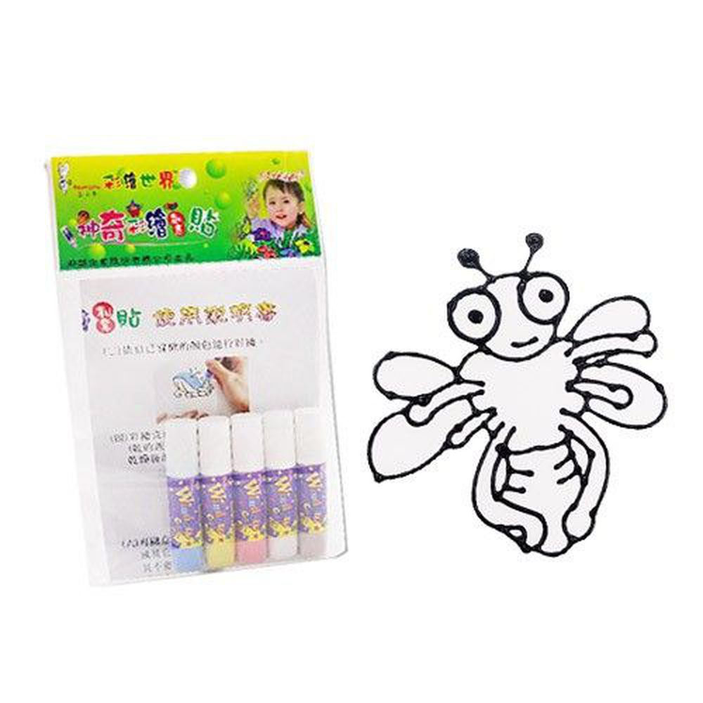 愛玩色創意館 - 彩繪玻璃貼隨手包-01蜜蜂-6ml彩繪筆*5+圖框*1+說明書