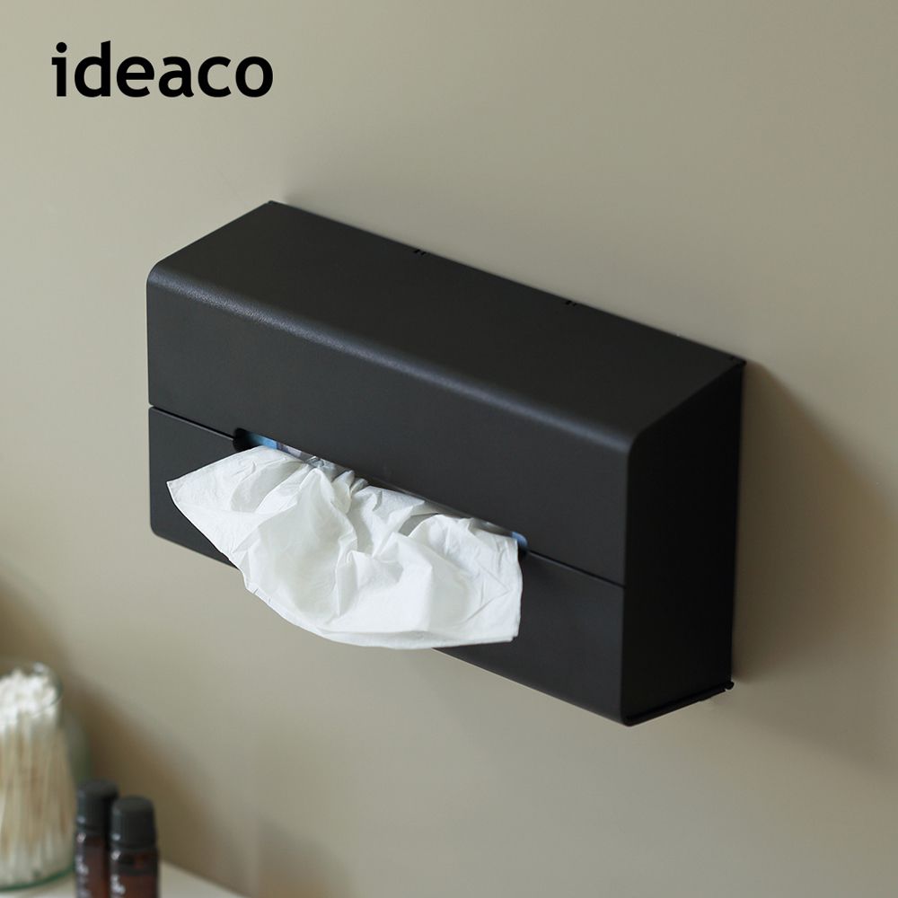 日本IDEACO - 加深型ABS壁掛/桌上兩用面紙架-黑