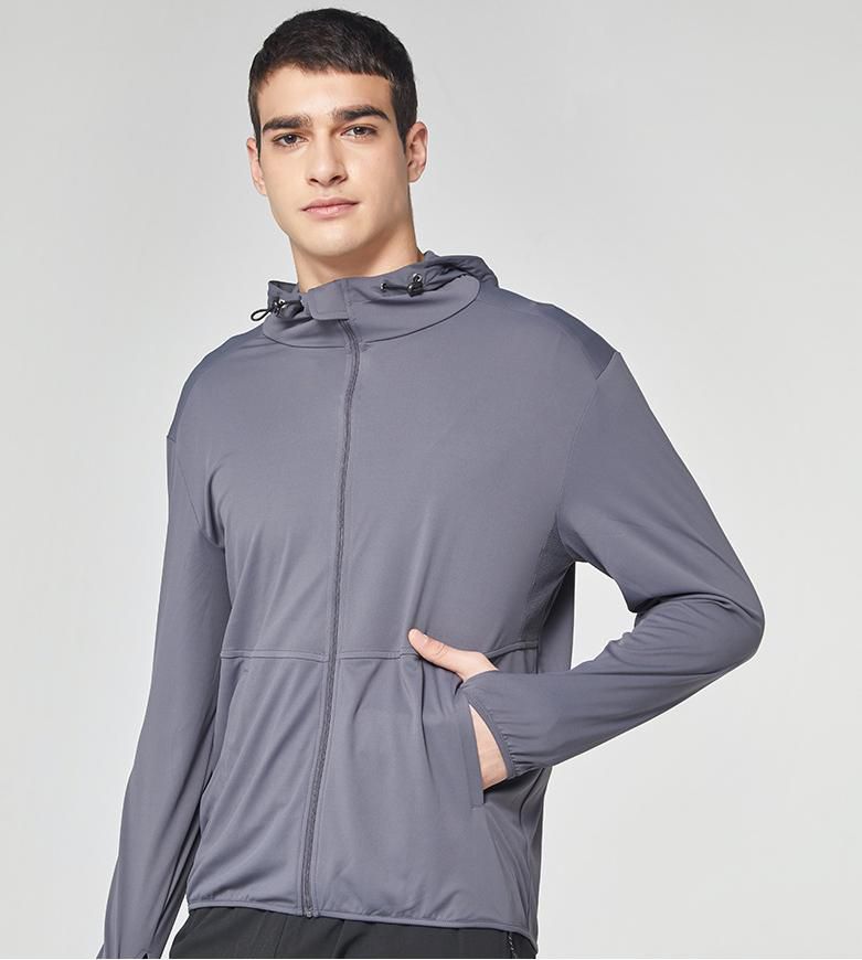 抗UV超薄款防曬外套(透氣網眼)-男款-淺灰色-無logo