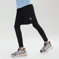 babybody - 吸濕排汗速乾假兩件運動褲-黑色