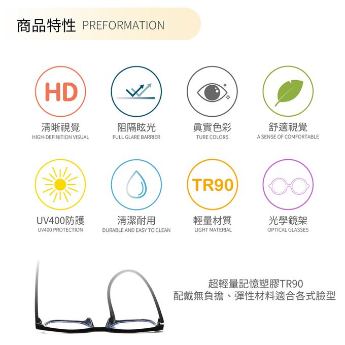 ALEGANT - 現代感秘境灰圓框輕量TR90光學框UV400濾藍光眼鏡