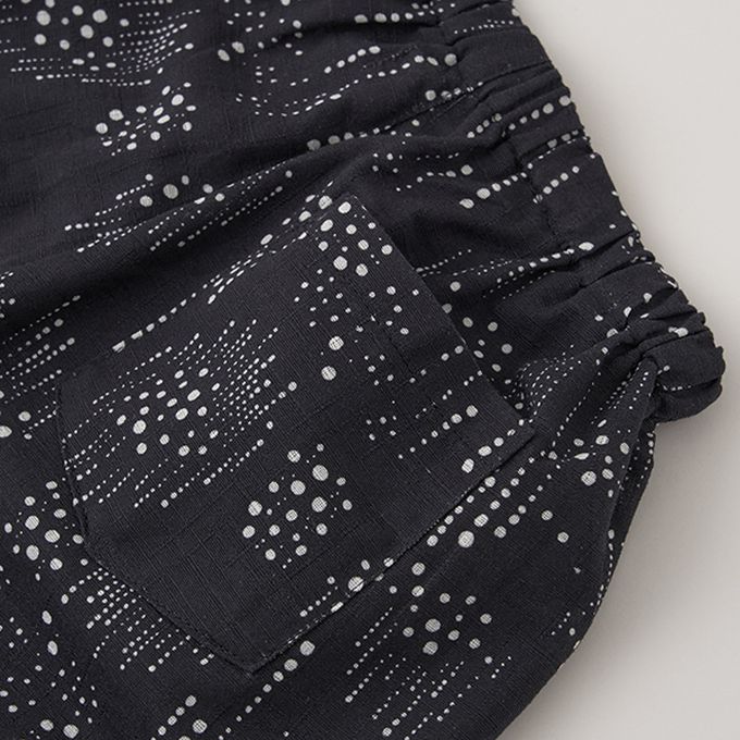 日本 b-ROOM - [限量]夏季印花純棉甚平-方塊-灰藍