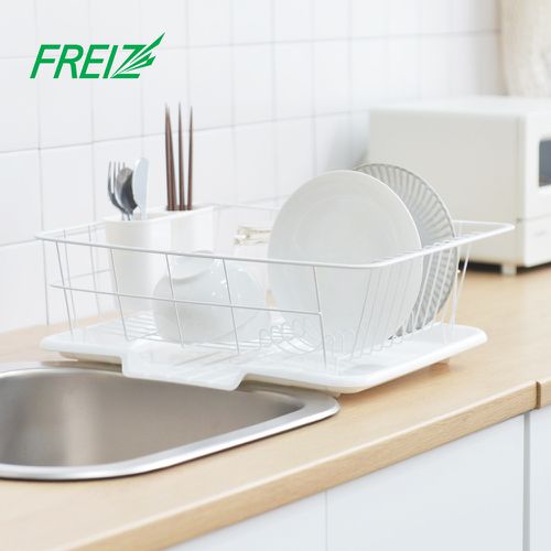 日本和平FREIZ - Blance 寬型碗盤餐具瀝水籃(附筷筒)