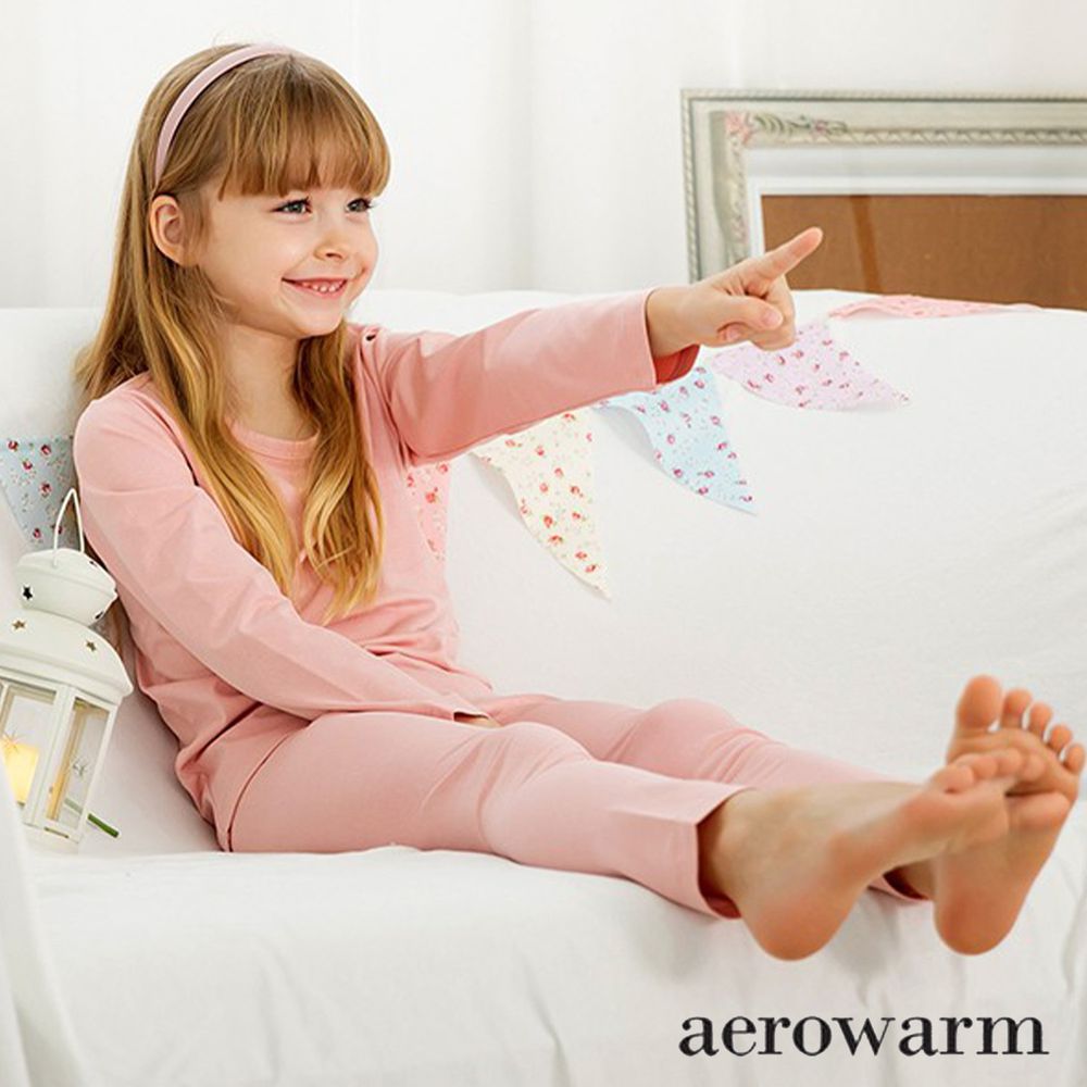 韓國 Mavarm Organic - (剩150號)裏起毛Aerowarm保暖套裝-淺粉紅