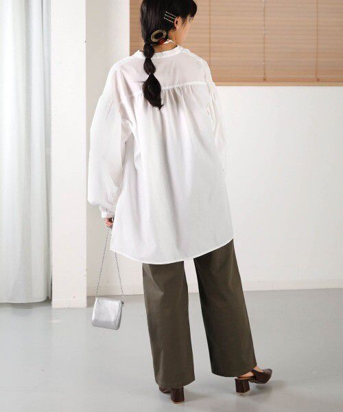 日本 Bab - 前短後長設計感綁帶上衣-簡約白