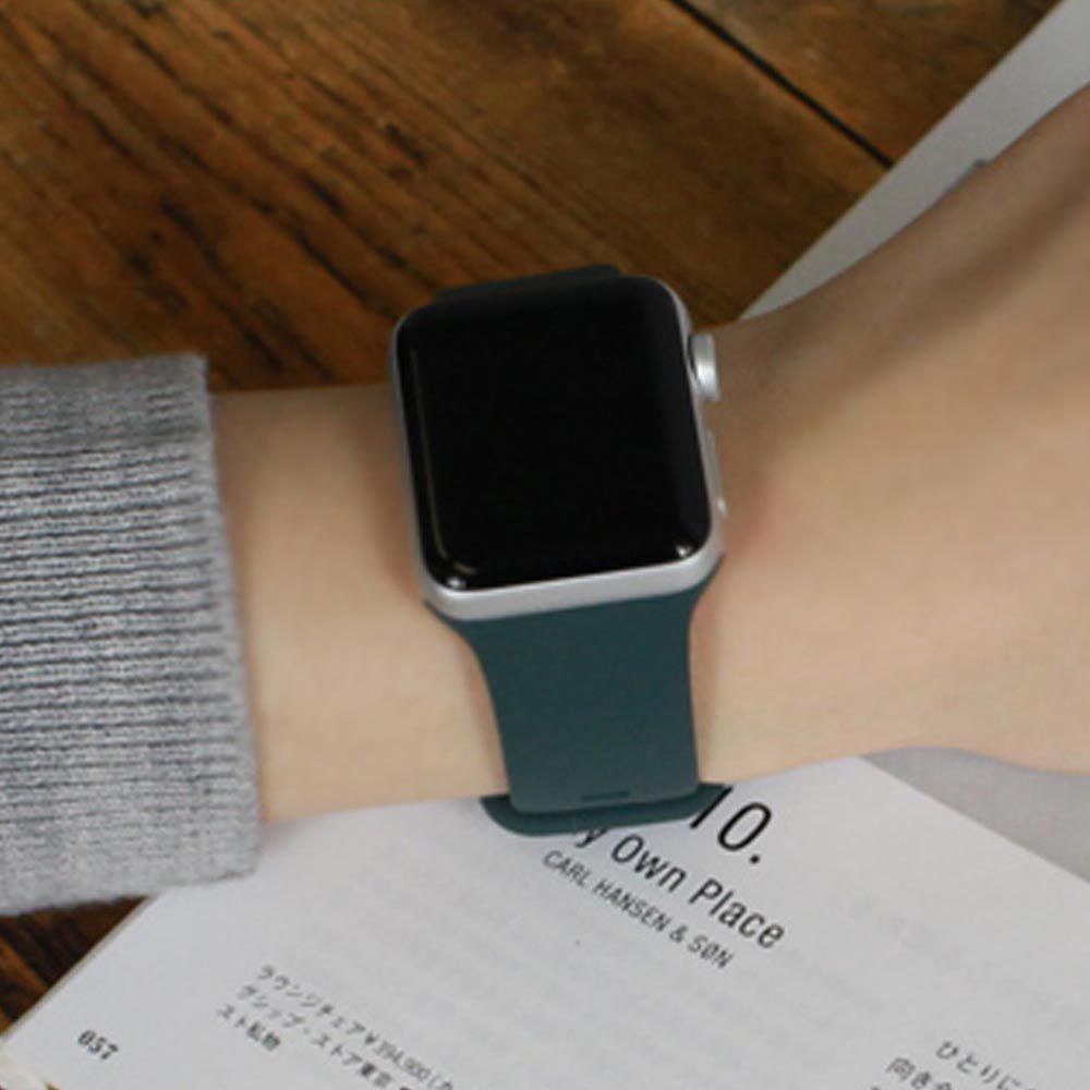 Apple Watch 繽紛簡約輕量錶帶-煙燻綠