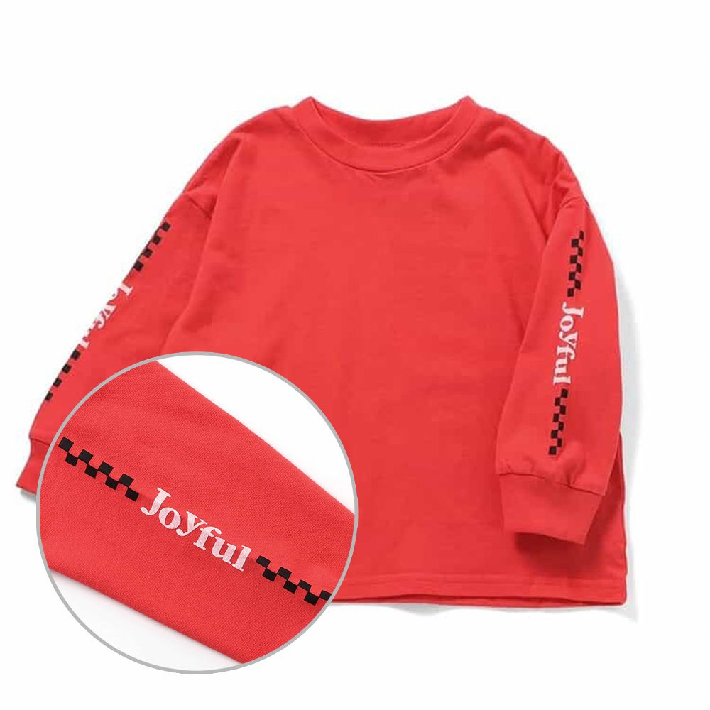 雙手可愛印花長袖上衣-JOYFULL-紅