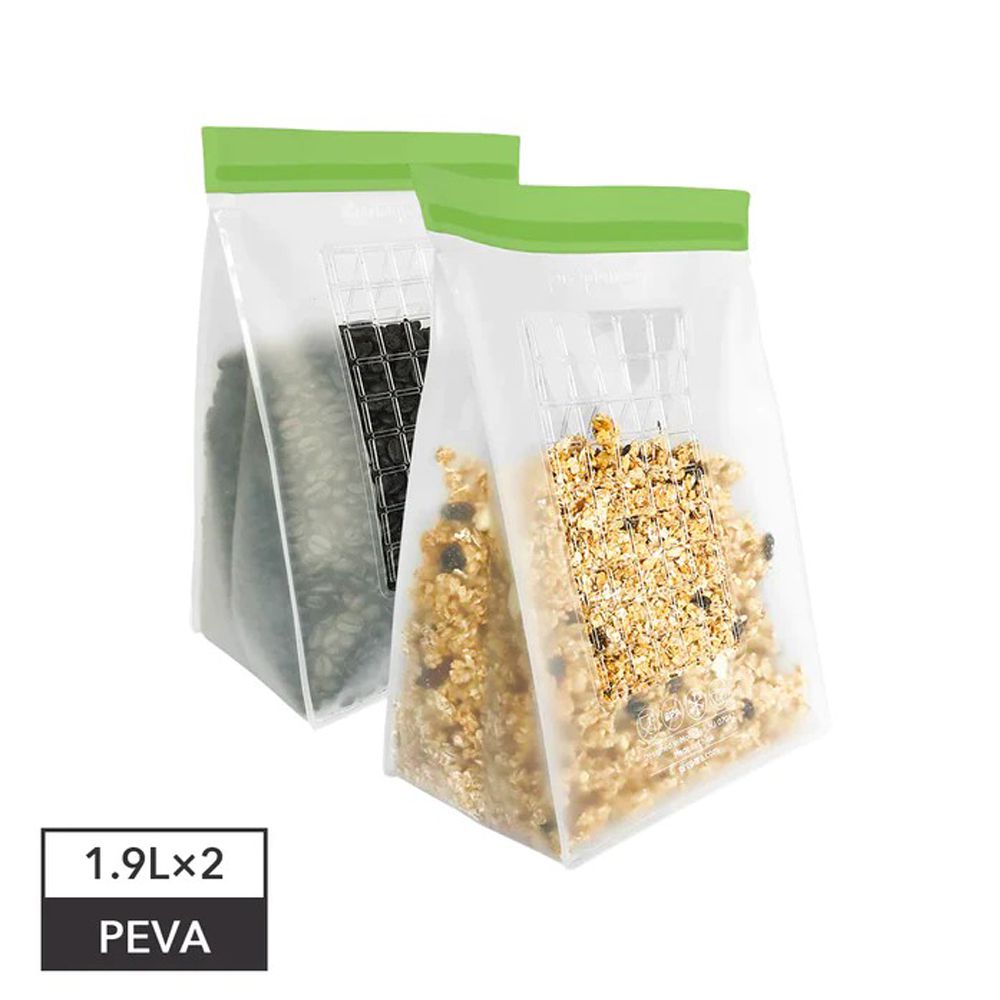 Prepara沛樂生活 - Prepara 食物保鮮密封夾鏈袋-2號袋 (綠色夾鏈)-1900ml/2入