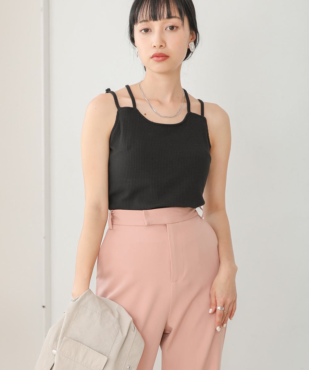 日本 Bab - 2WAY羅紋彈性內搭(附bra)-黑