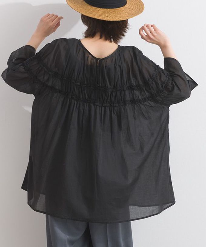 日本 Lupilien - 100%棉 輕盈感皺摺廓形五分袖上衣-萊姆綠