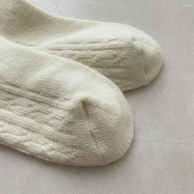 韓國Marian - 花紋素色羊毛保暖襪-芥茉黃 (Free)