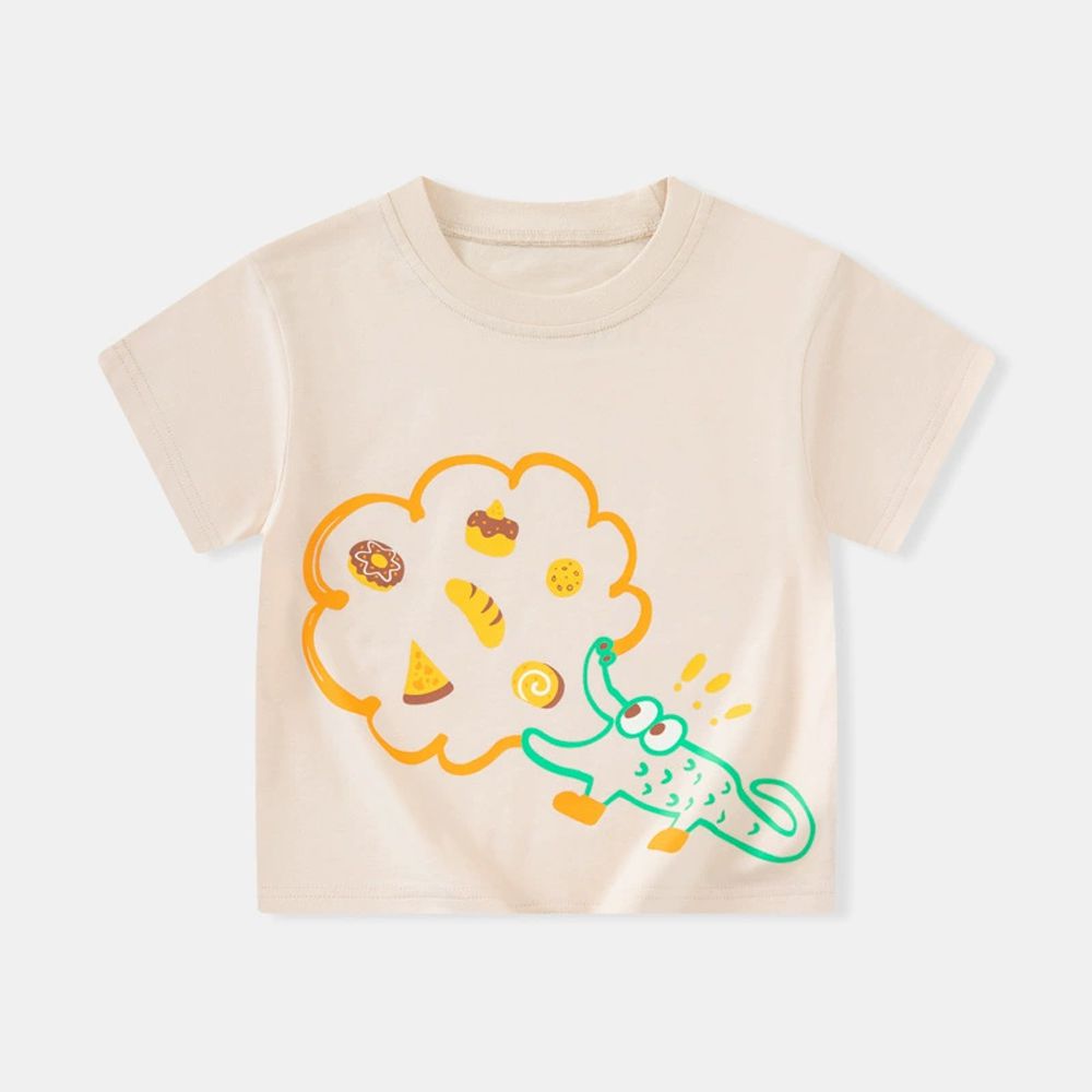 純棉短袖上衣-美食家鱷魚-奶杏