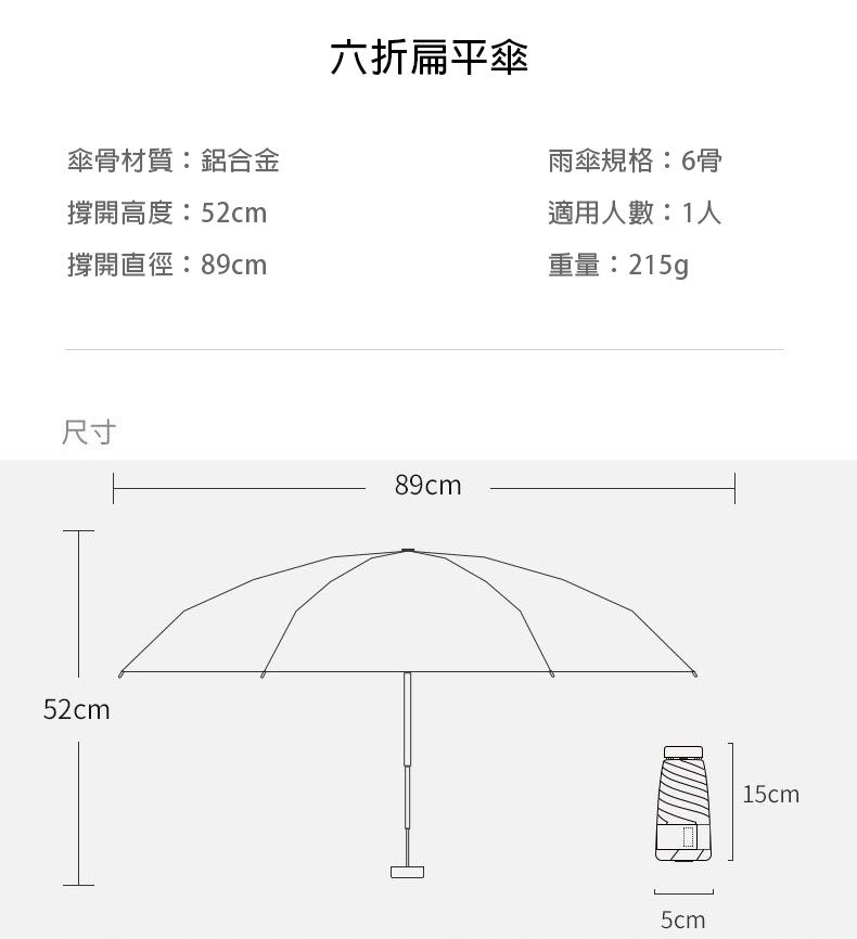 Beneunder - 六折迷你扁傘(附時尚手拿包)-高級灰