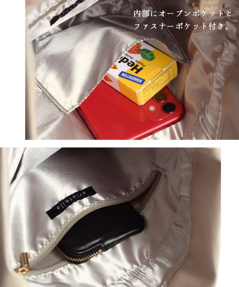 日本 zootie - 2WAY可愛抽繩水桶包/側背包-白