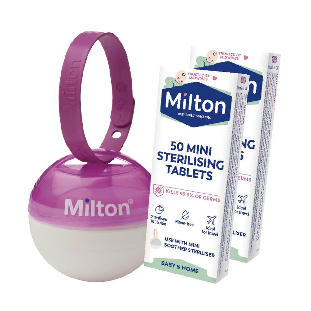 攜帶式奶嘴消毒球(紫羅蘭)+迷你消毒錠(50入/盒)*2