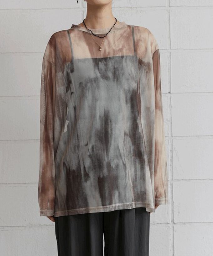 日本 Bab - 雲彩風格透膚美型長袖上衣-藍系