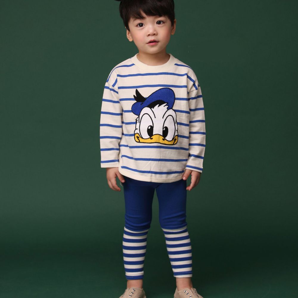 韓國 Hanab - 正版迪士尼-橫條紋大頭套裝-藍唐老鴨