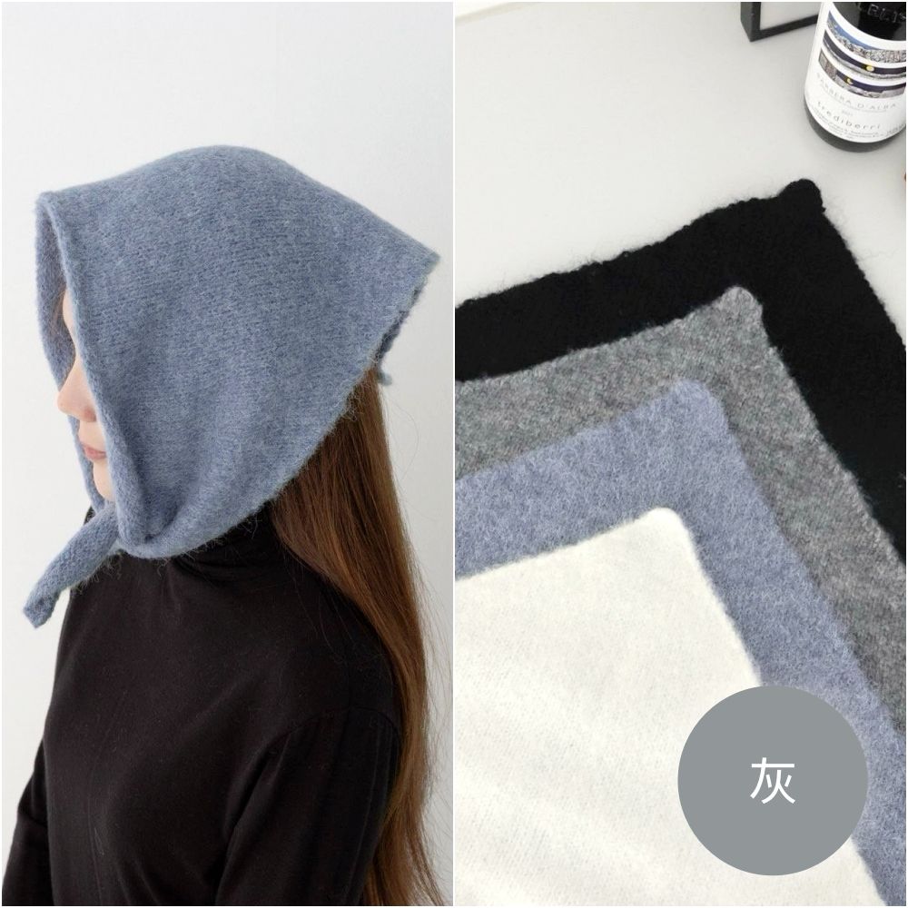 冬日保暖針織頭巾-灰