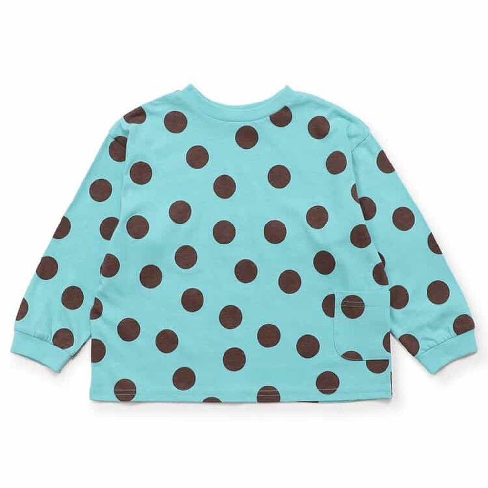 正反OK！前後兩穿長袖上衣-點點-水藍