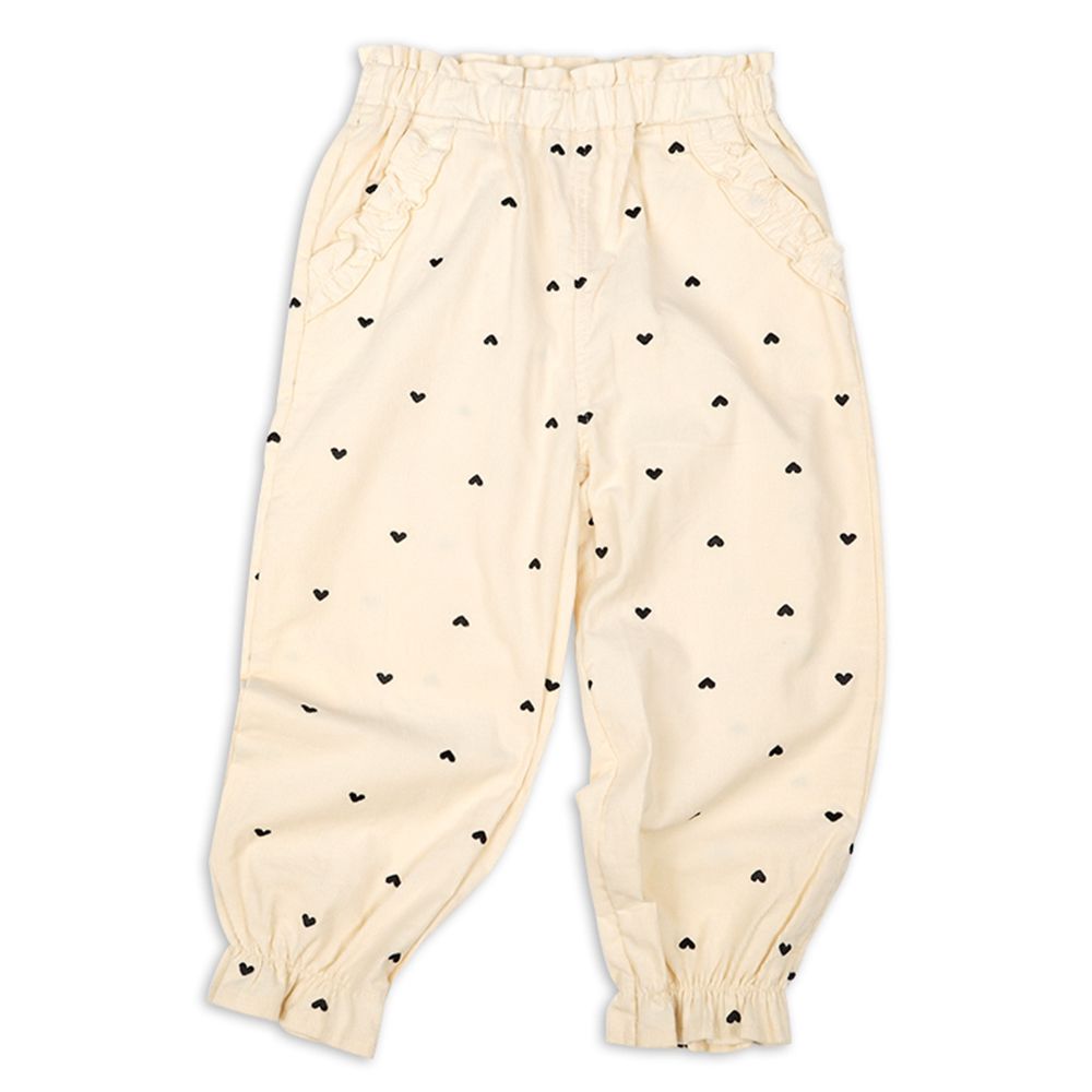 10分褲-荷葉邊 燈心絨-象牙白色