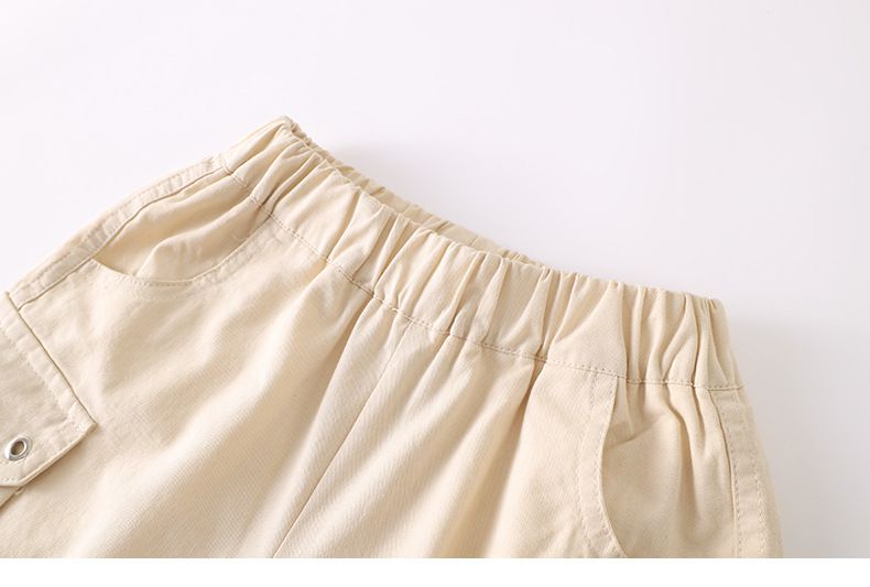 卡通SNOOPY腰鬆緊休閒短褲-側邊口袋-杏色