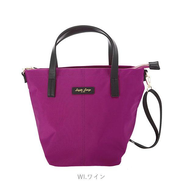 日本 Legato Largo - 撥水光澤高密度尼龍斜挎包-WI酒紅 (29x23.5x15cm)