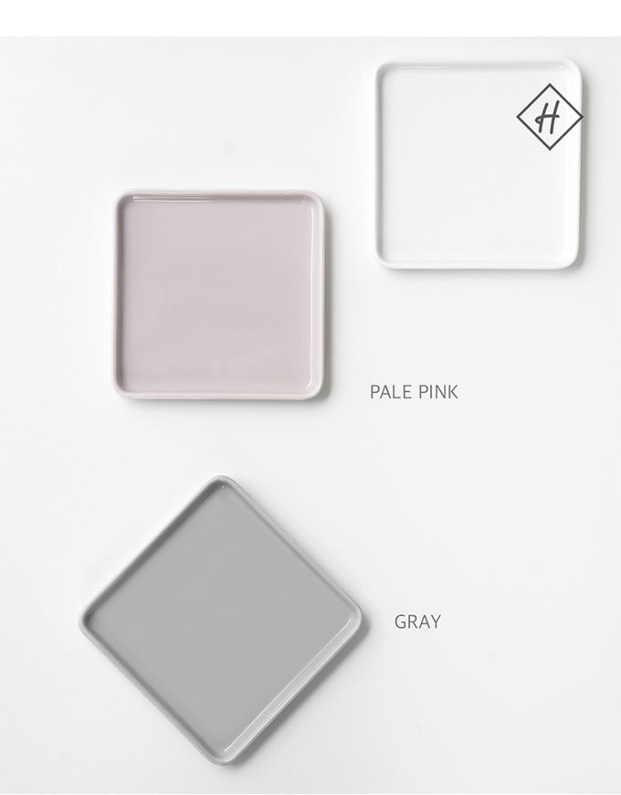 韓國 SSUEIM - LEED系列莫蘭迪陶瓷方形淺盤14cm (灰色)