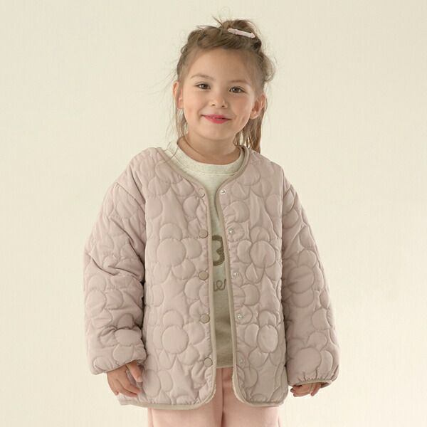 日本 Lycee mine - 夢幻少女造型絎縫鋪棉外套-花朵-粉紅