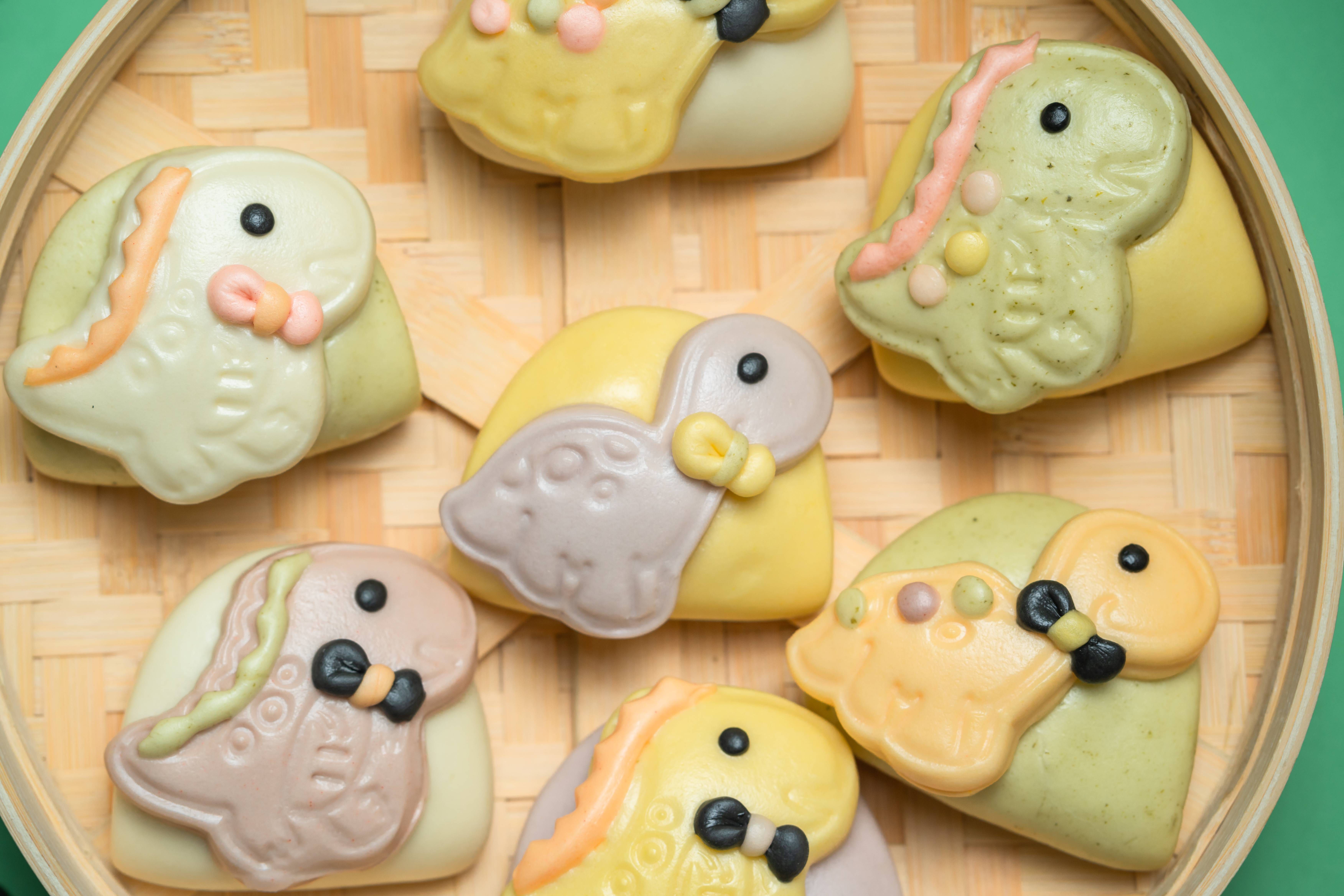 老甜媽手工饅頭 - 彩虹小恐龍造型刈包