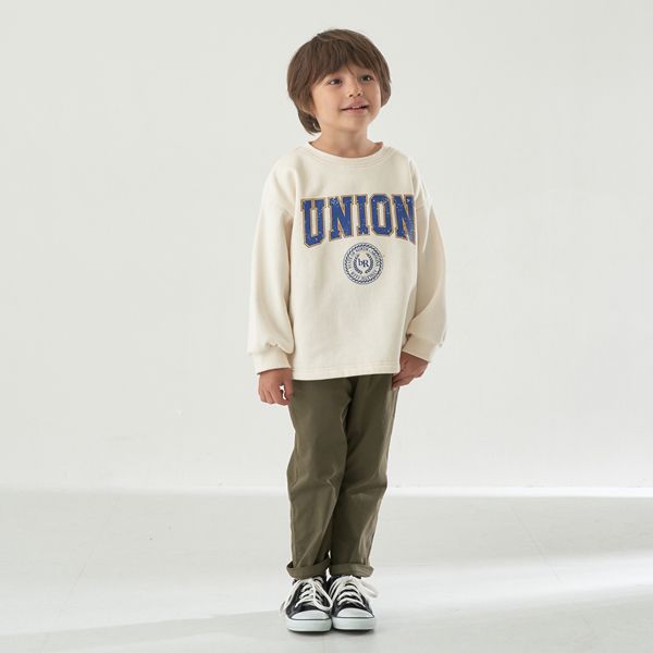 日本 b-ROOM - 裏毛定番英文印花長袖上衣-炭灰