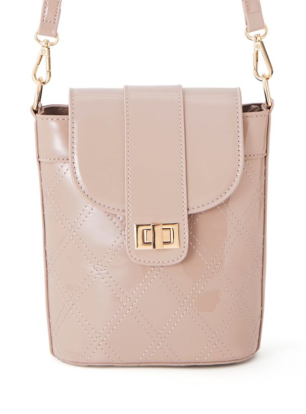 日本 GRL - 琺瑯菱形格紋手機包/側背包-勃艮第酒紅 (F)