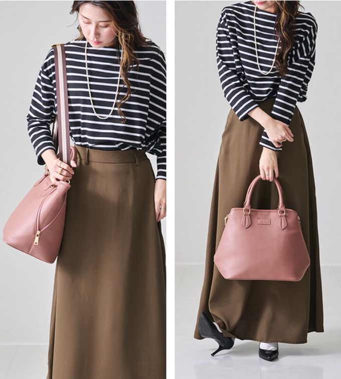 日本 LIZDAYS - 2WAY大開口優雅皮革感手提/側背包-焦糖橘 (42x28cm)