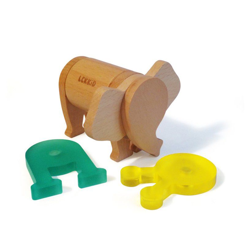 西班牙 LEKKID - IMAGINARY FAUNA磁性積木組-大象7片組