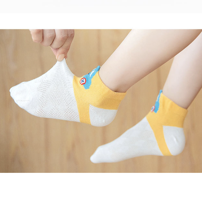 love, charlotte - 小汽車點膠室內防滑網點短筒襪-5 雙一組