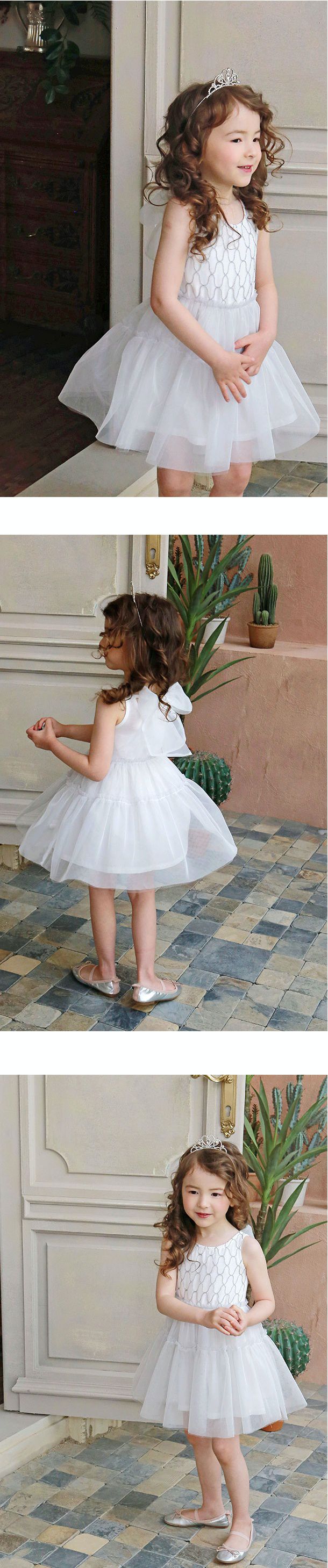 韓國 PuellaFLO - (剩7號)後背大蝴蝶結網紗洋裝-象牙白