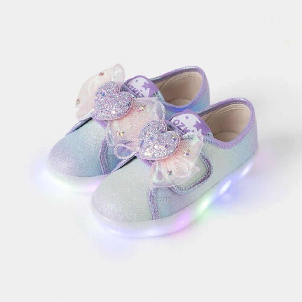 (LED)夢幻漸層亮彩蝴蝶結厚底休閒鞋-藍紫