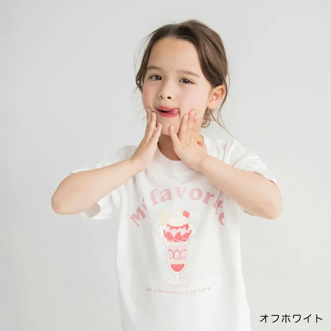 日本 BRANSHES - 100%天竺棉女孩短袖上衣-繽紛甜甜圈-薰衣草