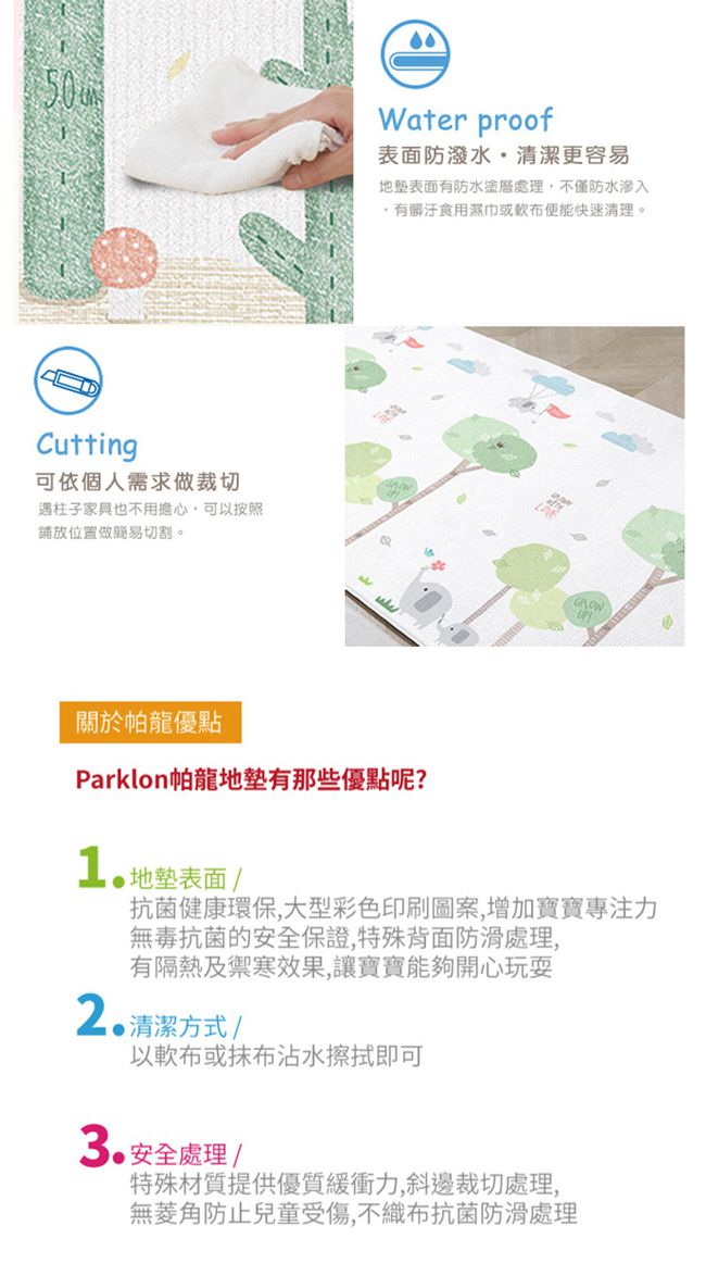 韓國 Parklon 帕龍 - 單面切邊地墊-ABC好朋友 (200x150x1cm)