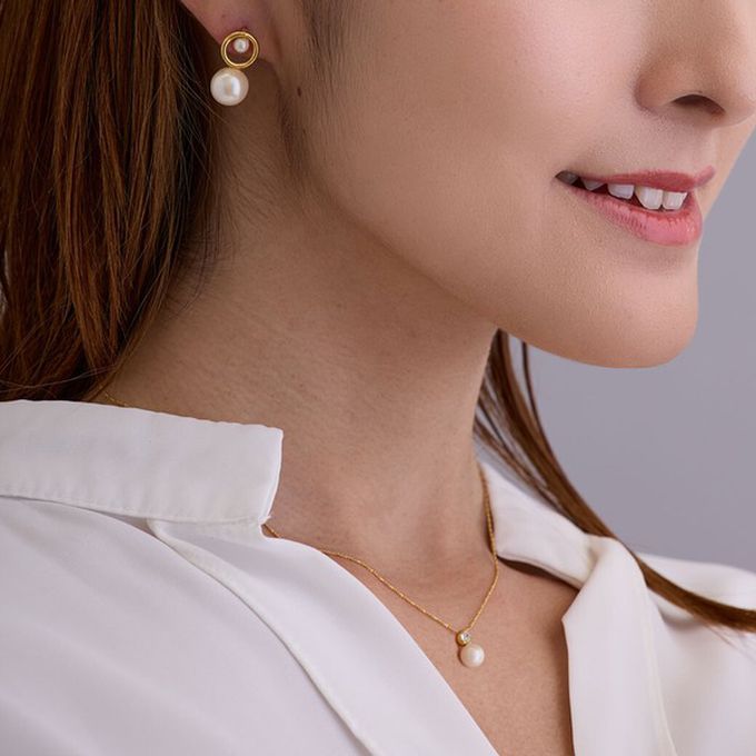 日本 Melody Accessory - 日本製 葫蘆形寶石珍珠疊搭項鍊-金