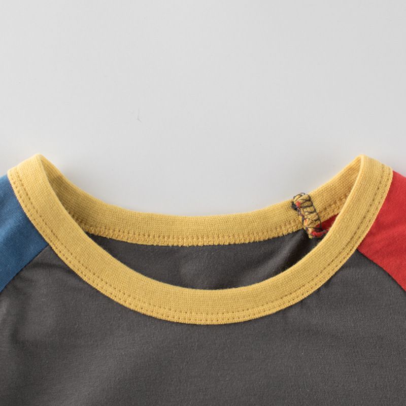 純棉短袖上衣-撞色薯條-白+綠+紅