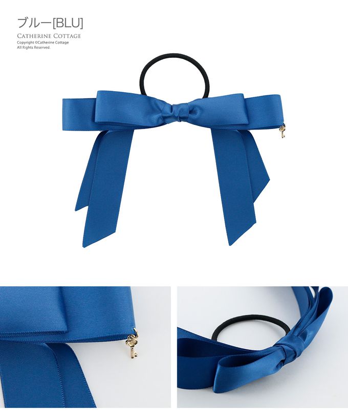 日本 Catherine Cottage - 長蝴蝶結鑰匙墜飾髮圈-嬰兒粉