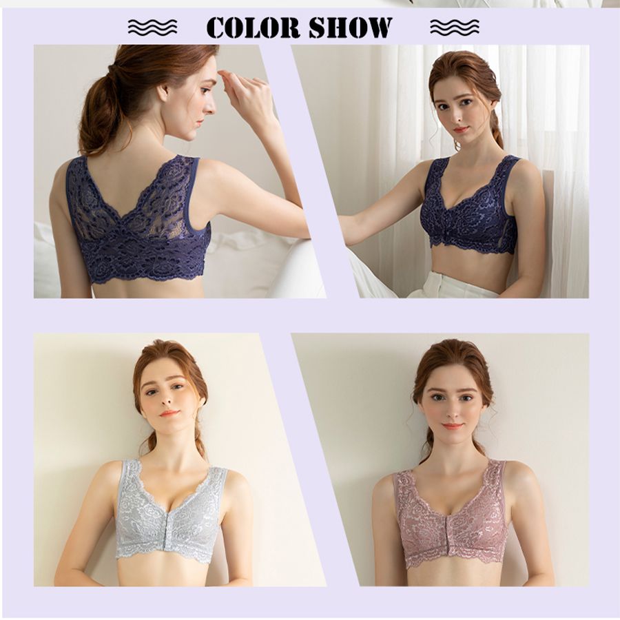 香茉 CHANMODE - 極潤蠶絲集中前扣美胸內衣-3件組-內衣款-豆沙/灰/藍-內衣x3件