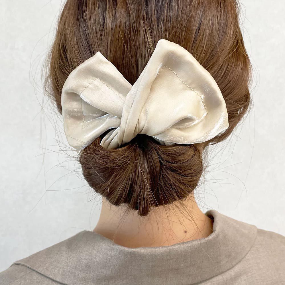 [日網熱銷] 簡單優雅紐結髮圈-逐光夢幻-淺米