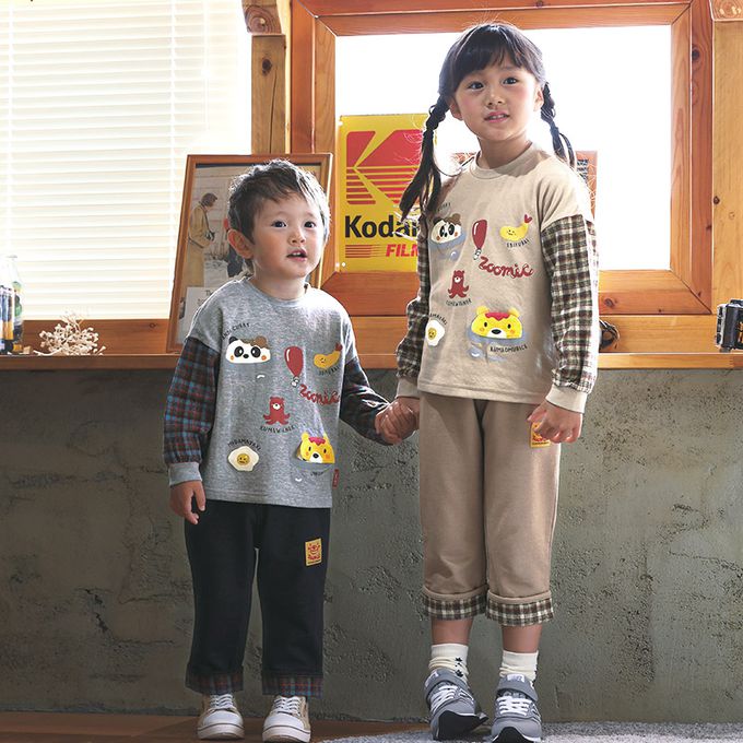 日本 ZOOLAND - 柔軟舒適格紋七分褲-蛋包飯口袋-海軍藍