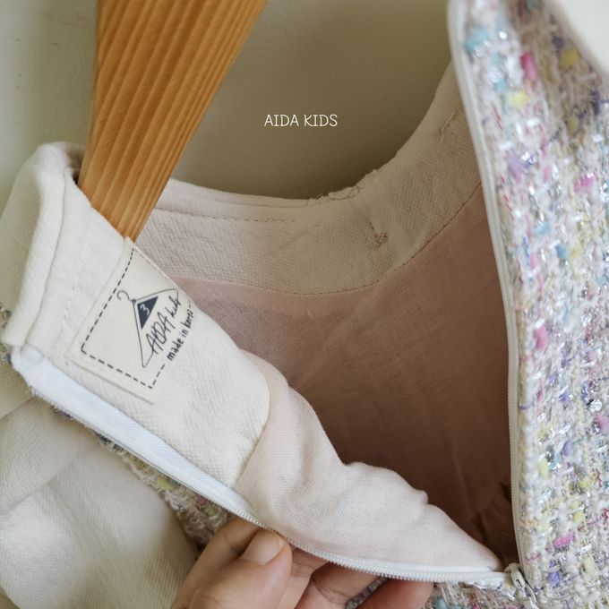 韓國 AIDA - 質感毛呢編織長袖連身洋裝-燕麥