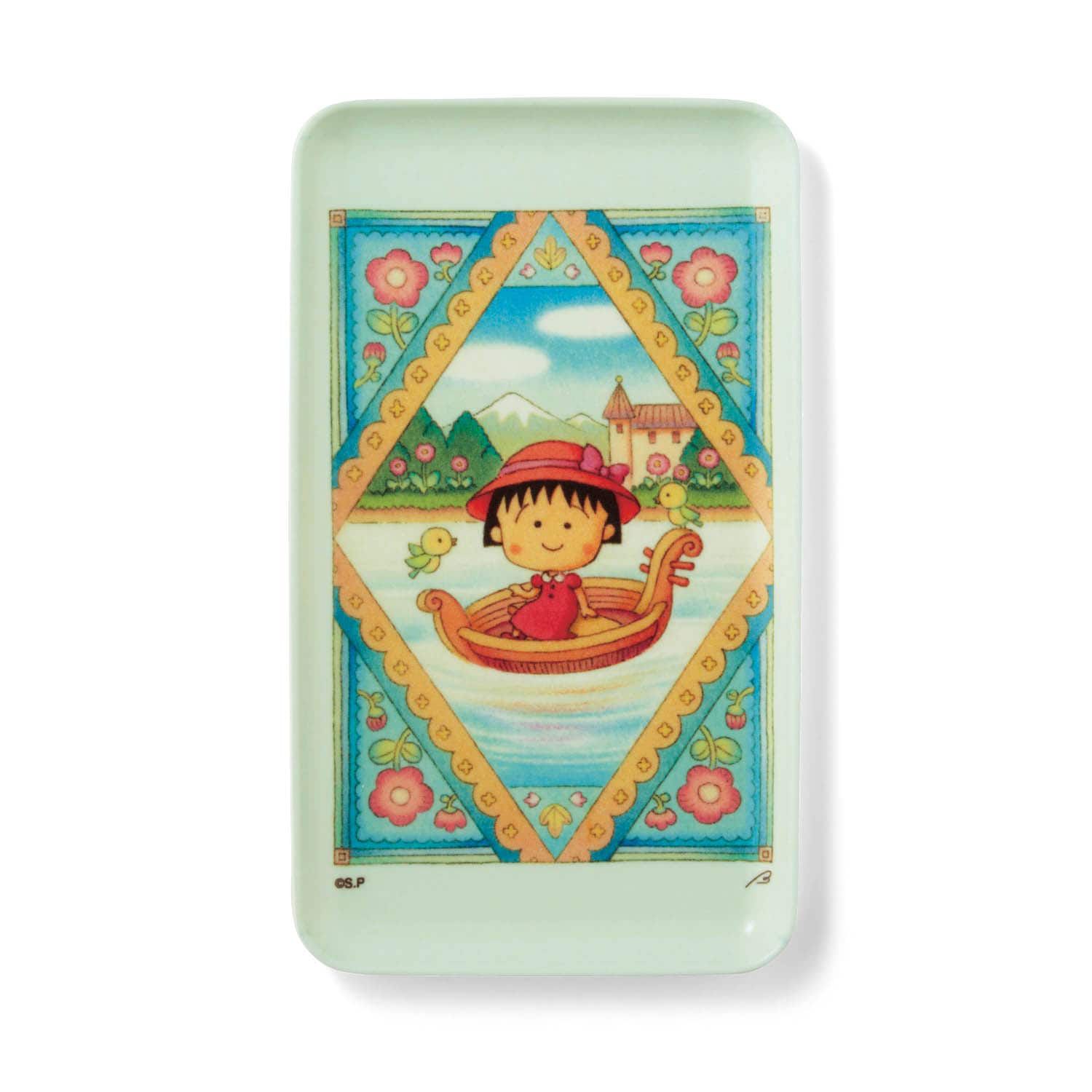 日本千趣會 - 日本製 櫻桃小丸子迷你托盤/置物盤-小丸子和繽紛生物 (21.5x12.5x1.2cm)