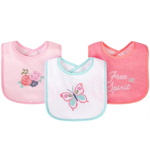 甜蜜寶貝嬰幼兒口水巾圍兜3入組(上層棉質吸水/底層防水)-蝴蝶公主