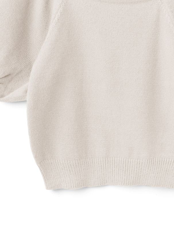 日本 GRL - 美背蝴蝶結麻花泡泡短袖針織上衣-氣質杏 (F)