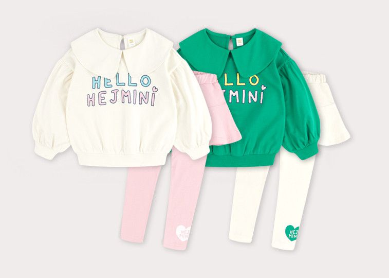 韓國 HEJMINI - 水手領泡泡袖褲裙套裝-象牙白